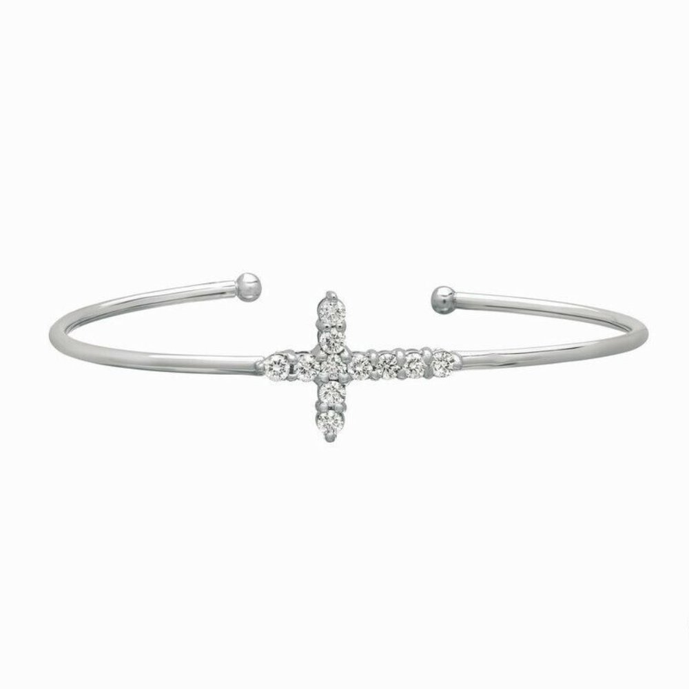 1.05 Carat Natural Diamond Cross Bangle Bracelet G
